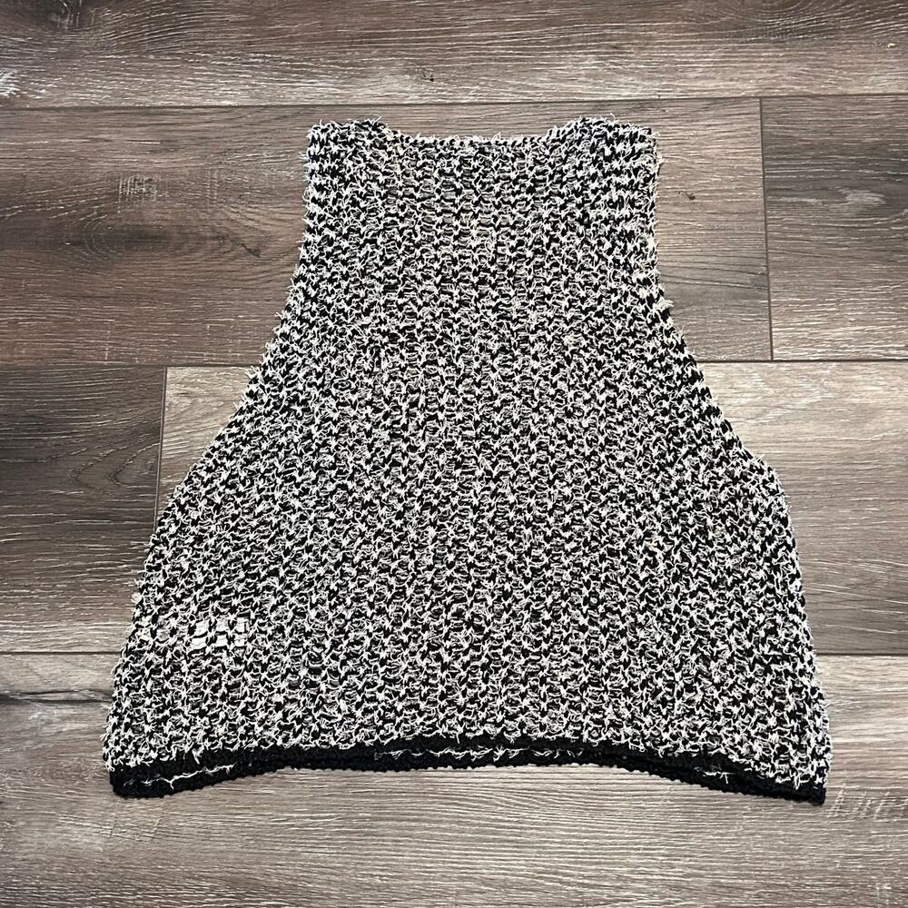 Elieen Fisher Italian Yarn Crop Tufted Twist Open Knit Tank Jewel Neck Sz Large - Picture 5 of 9